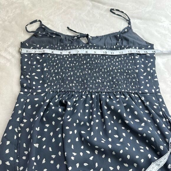 Abercrombie & Fitch slate blue print spaghetti strap mini dress size M - Picture 13 of 15